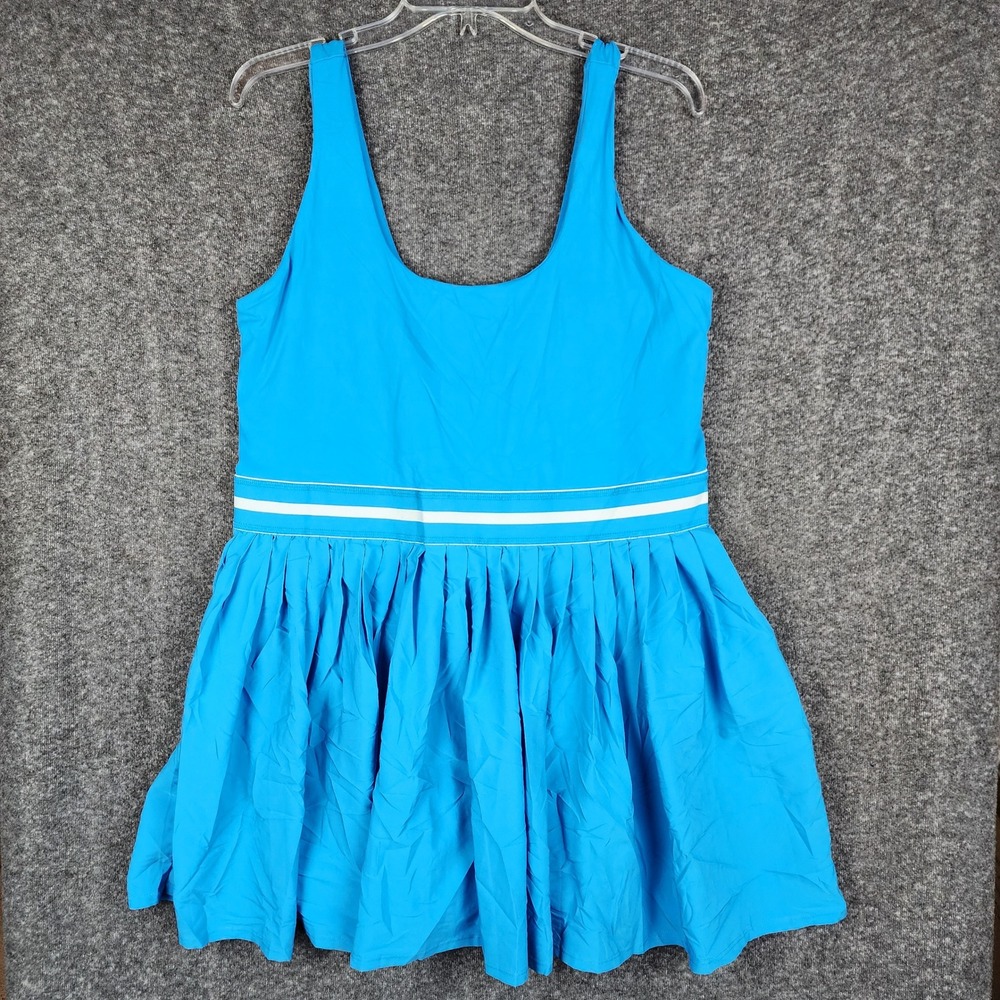 All in Motion Active Dress Womens Large Blue Pleated Striped Waist Tennis Sporty